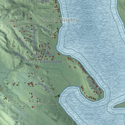Close-up of the map of Bay, Michigan print showing street and building detail