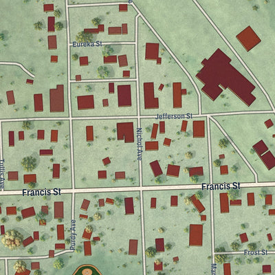 Close-up of the map of Daykin, Nebraska print showing street and building detail