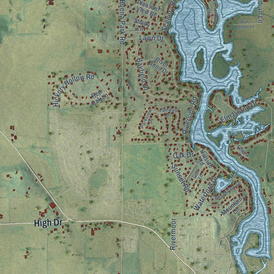 Close-up of the map of the Town of Waterford, Wisconsin print showing street and building detail