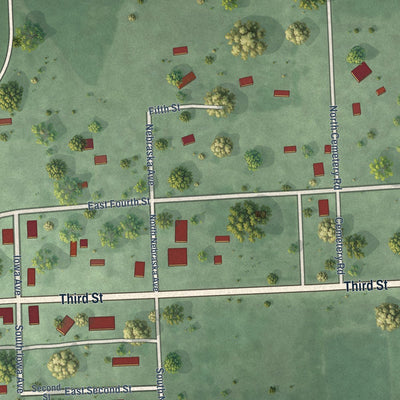 Close-up of the map of Davis, South Dakota print showing street and building detail