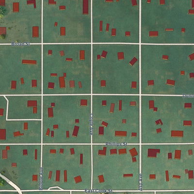 Close-up of the map of Ripley, Oklahoma print showing street and building detail