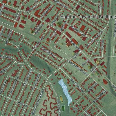 Close-up of the map of Westmont, New Jersey print showing street and building detail