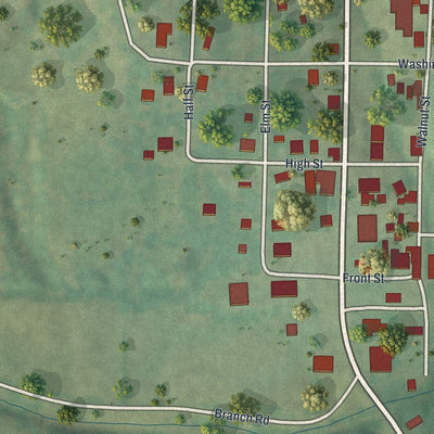 Close-up of the map of Lohman, Missouri print showing street and building detail