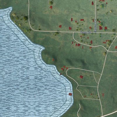 Close-up of the map of Hosston, Louisiana print showing street and building detail