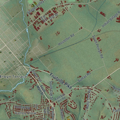 Close-up of the map of Penn, Lancaster County, Pennsylvania print showing street and building detail