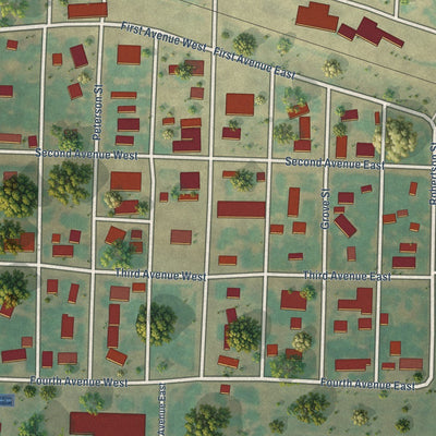 Close-up of the map of Lignite, North Dakota print showing street and building detail