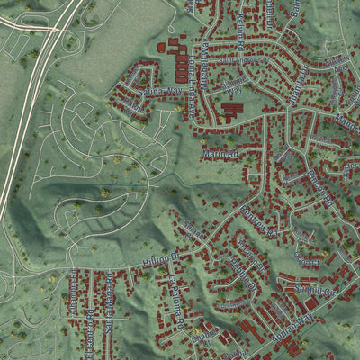 Close-up of the map of El Sobrante, Contra Costa County, California print showing street and building detail