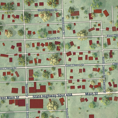Close-up of the map of Cook, Nebraska print showing street and building detail