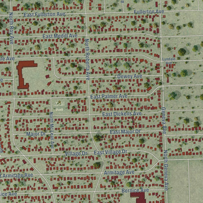 Close-up of the map of Northlake, Illinois print showing street and building detail