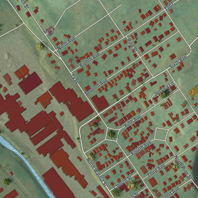 Close-up of the map of Burnham, Pennsylvania print showing street and building detail