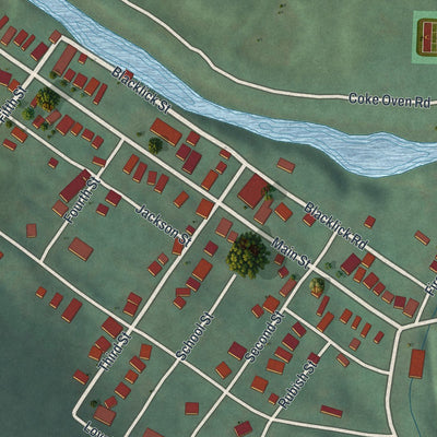 Close-up of the map of Vintondale, Pennsylvania print showing street and building detail