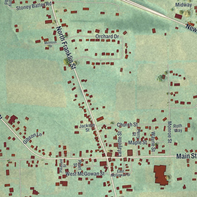 Close-up of the map of Prospect, Pennsylvania print showing street and building detail