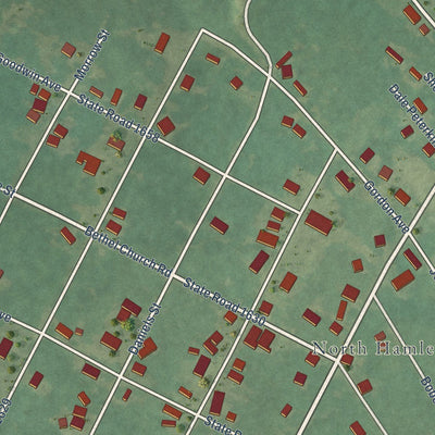 Close-up of the map of Dobbins Heights, North Carolina print showing street and building detail