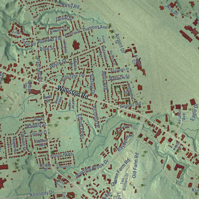 Close-up of the map of South Burlington, Vermont print showing street and building detail