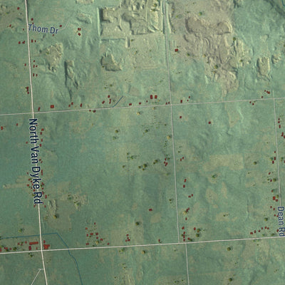 Close-up of the map of Burnside, Michigan print showing street and building detail