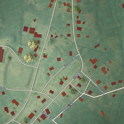 Close-up of the map of Ethel, Mississippi print showing street and building detail
