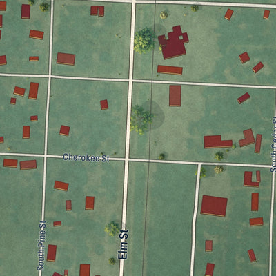 Close-up of the map of Talala, Oklahoma print showing street and building detail