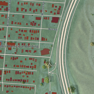 Close-up of the map of Lincoln Heights, Ohio print showing street and building detail