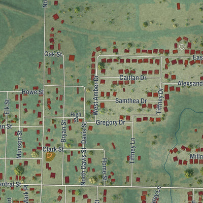 Close-up of the map of Oronogo, Missouri print showing street and building detail