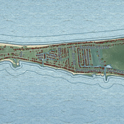 Close-up of the map of Caseville, Huron County, Michigan print showing street and building detail