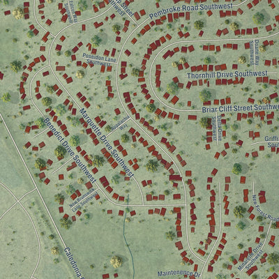 Close-up of the map of Candlewick Lake, Illinois print showing street and building detail