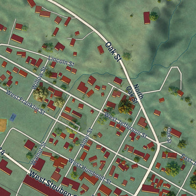 Close-up of the map of Bingen, Washington print showing street and building detail