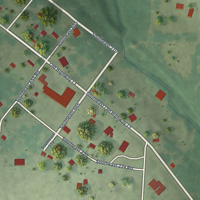 Close-up of the map of Vista, Missouri print showing street and building detail