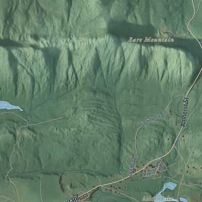 Close-up of the map of Granby, Massachusetts print showing street and building detail