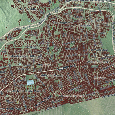 Close-up of the map of North Hempstead, New York print showing street and building detail