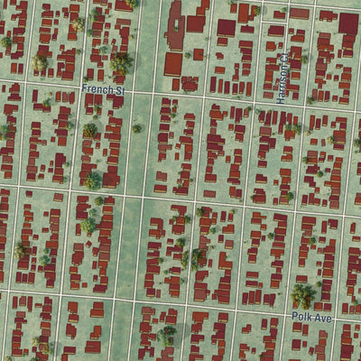 Close-up of the map of Lakeview, Louisiana print showing street and building detail