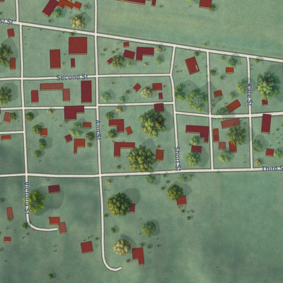 Close-up of the map of Morse Bluff, Nebraska print showing street and building detail