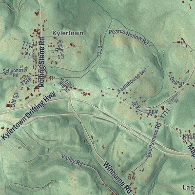 Close-up of the map of Cooper, Clearfield County, Pennsylvania print showing street and building detail