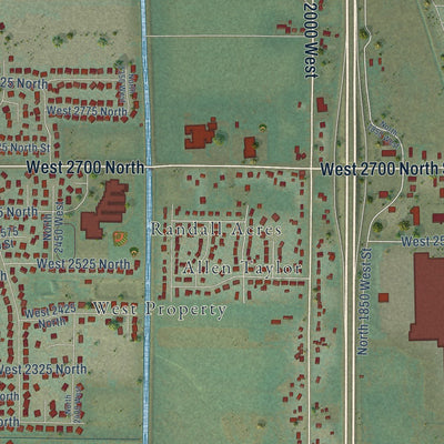 Close-up of the map of Farr West, Utah print showing street and building detail