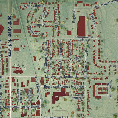 Close-up of the map of Montgomery, Minnesota print showing street and building detail