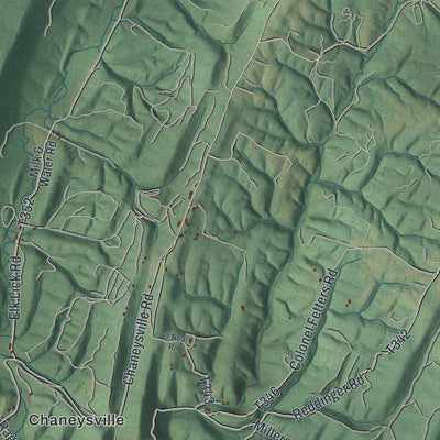 Close-up of the map of Southampton, Bedford County, Pennsylvania print showing street and building detail