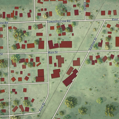 Close-up of the map of Kempton, Illinois print showing street and building detail