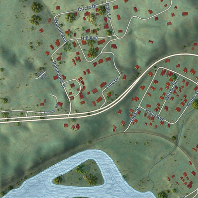 Close-up of the map of Pembroke, Virginia print showing street and building detail