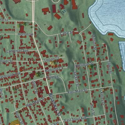 Close-up of the map of Port Ewen, New York print showing street and building detail