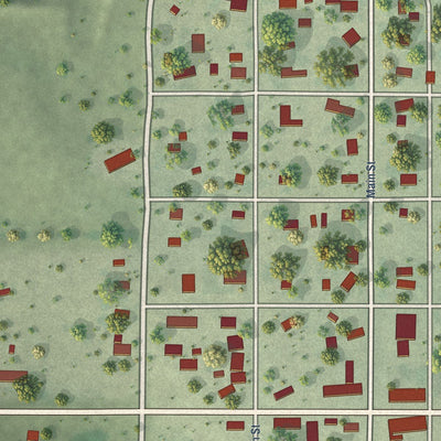 Close-up of the map of Farnam, Nebraska print showing street and building detail