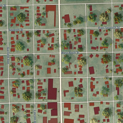 Close-up of the map of Grant, Nebraska print showing street and building detail
