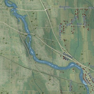 Close-up of the map of the Town of Watertown, Wisconsin print showing street and building detail