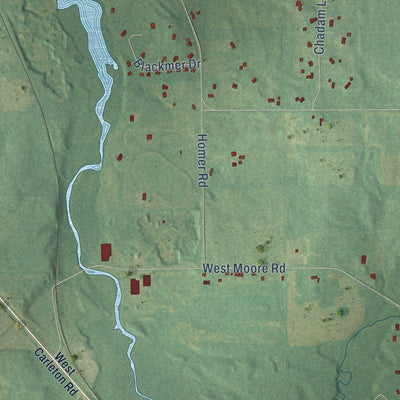 Close-up of the map of Fayette, Michigan print showing street and building detail