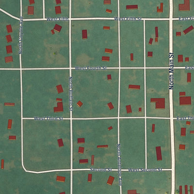Close-up of the map of Marland, Oklahoma print showing street and building detail