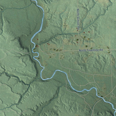 Close-up of the map of Clayton, Arenac County, Michigan print showing street and building detail