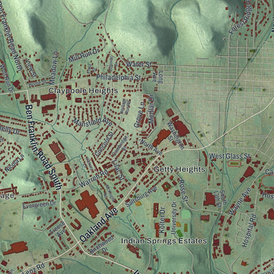 Close-up of the map of White, Indiana County, Pennsylvania print showing street and building detail