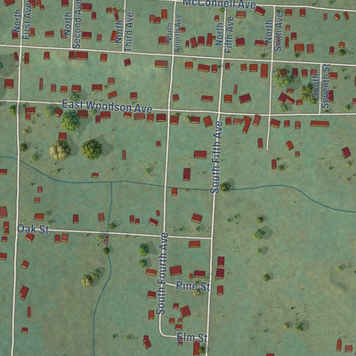 Close-up of the map of Bonanza, Arkansas print showing street and building detail