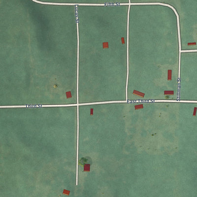 Close-up of the map of Fallis, Oklahoma print showing street and building detail