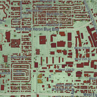 Close-up of the map of Riviera Beach, Florida print showing street and building detail