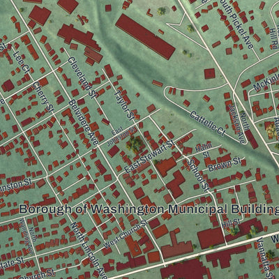 Close-up of the map of the Borough of Washington, Warren County, New Jersey print showing street and building detail