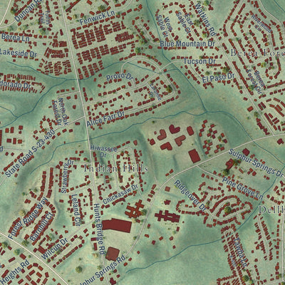 Close-up of the map of Berea, South Carolina print showing street and building detail
